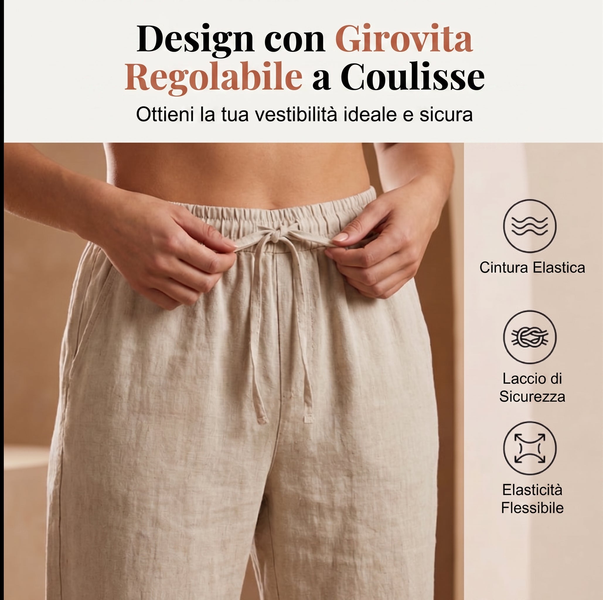 Pantaloni Capri in Cotone e Lino