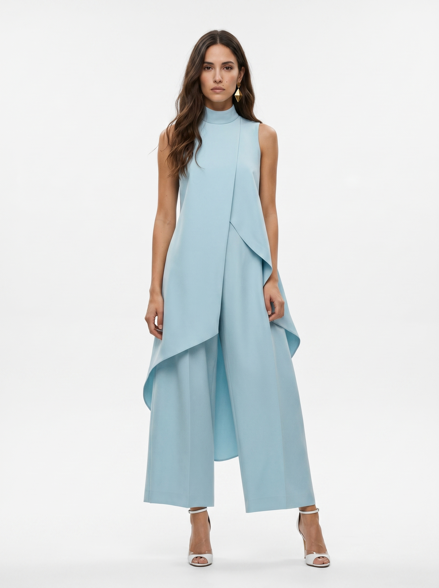 Sara | Completo Lungo Elegante Asimmetrico con Pantalone Ampio