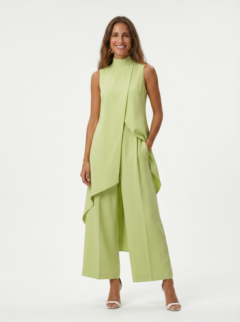 Sara | Completo Lungo Elegante Asimmetrico con Pantalone Ampio