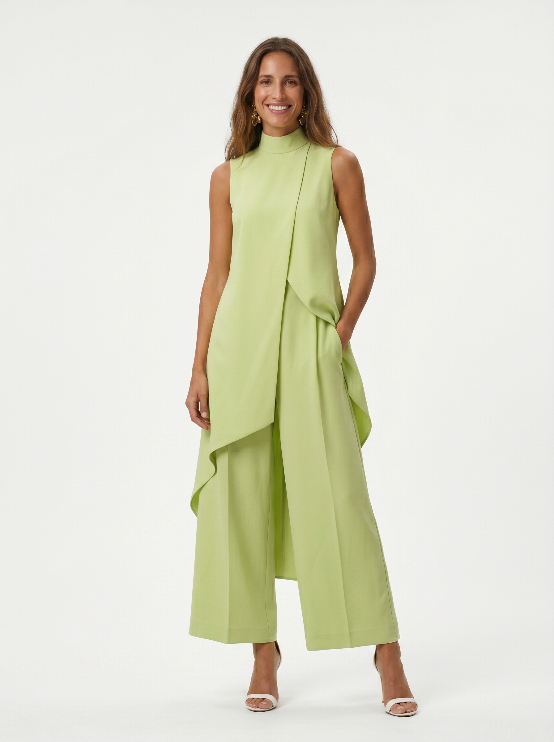 Sara | Completo Lungo Elegante Asimmetrico con Pantalone Ampio