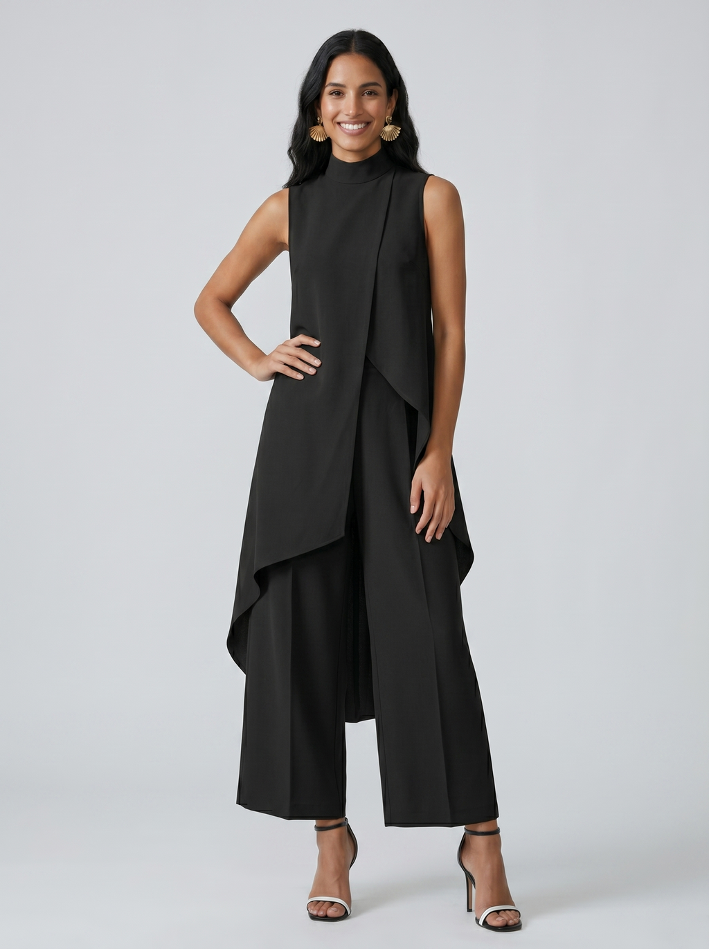 Sara | Completo Lungo Elegante Asimmetrico con Pantalone Ampio