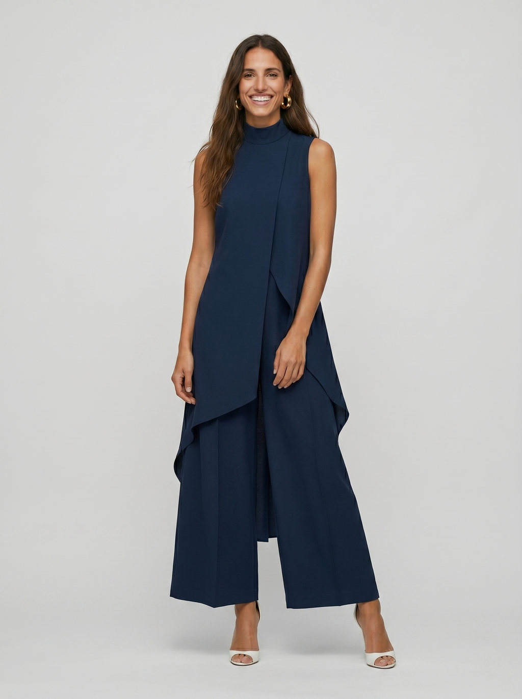 Sara | Completo Lungo Elegante Asimmetrico con Pantalone Ampio