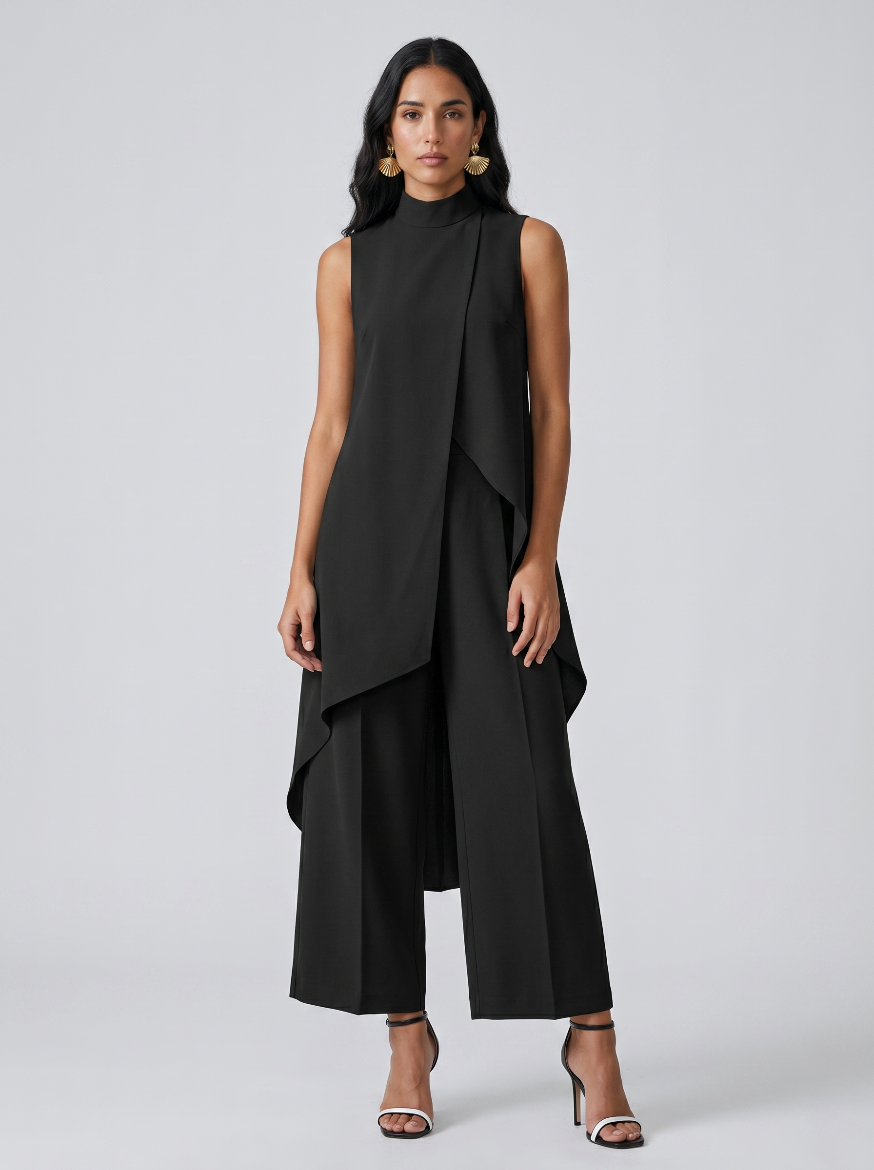 Sara | Completo Lungo Elegante Asimmetrico con Pantalone Ampio