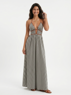 Reme | Vestito Lungo Estivo con Scollo Halter e Righe Verticali