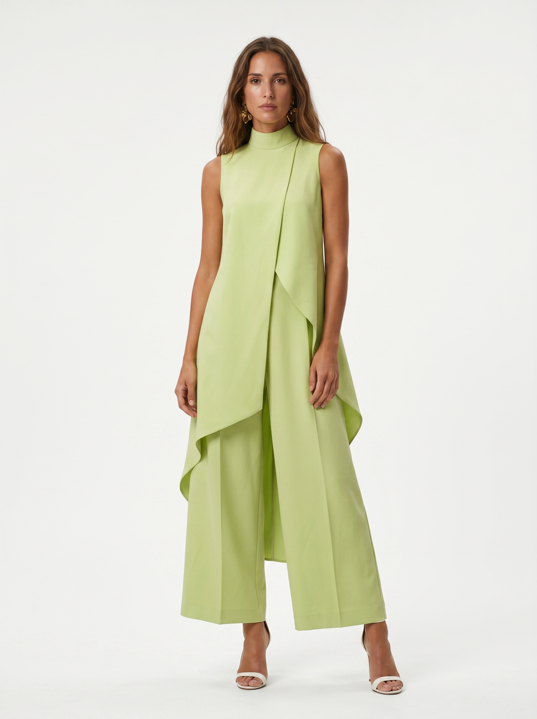 Sara | Completo Lungo Elegante Asimmetrico con Pantalone Ampio