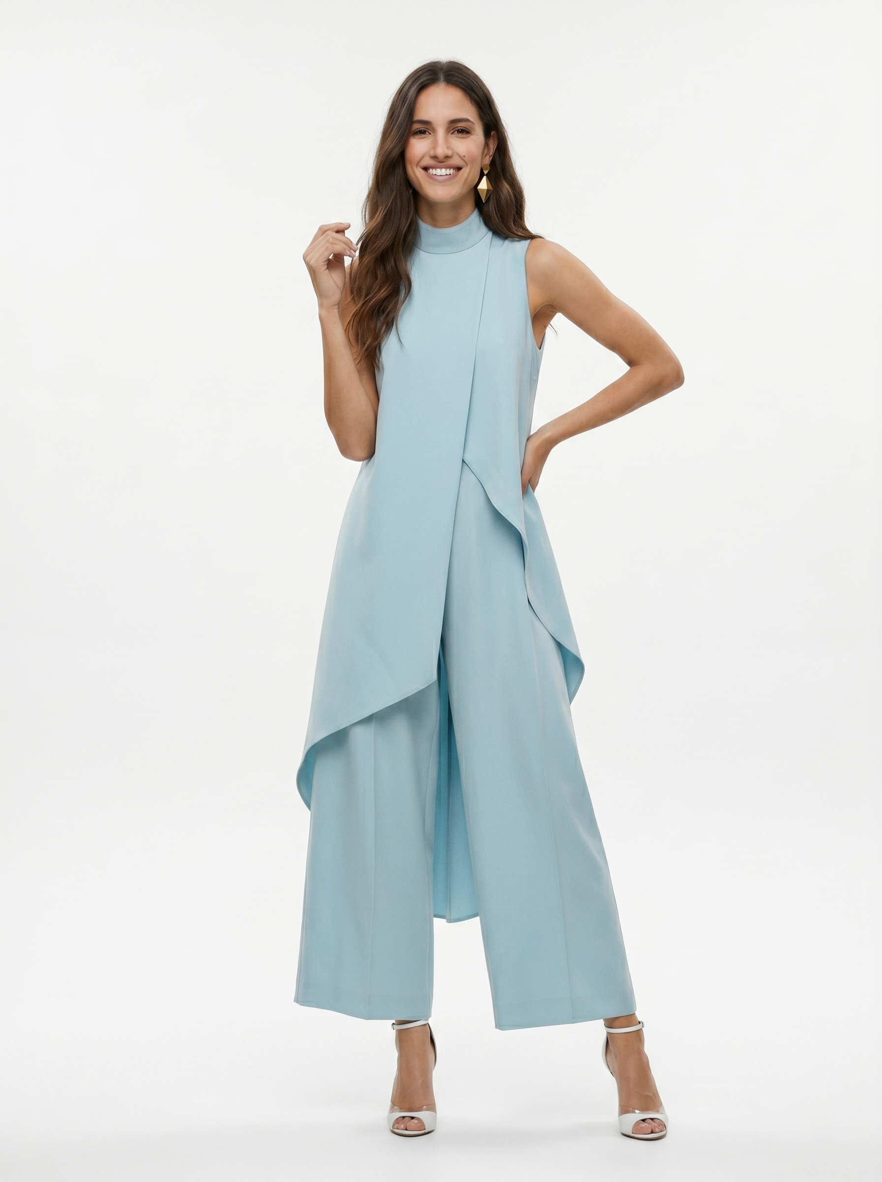 Sara | Completo Lungo Elegante Asimmetrico con Pantalone Ampio