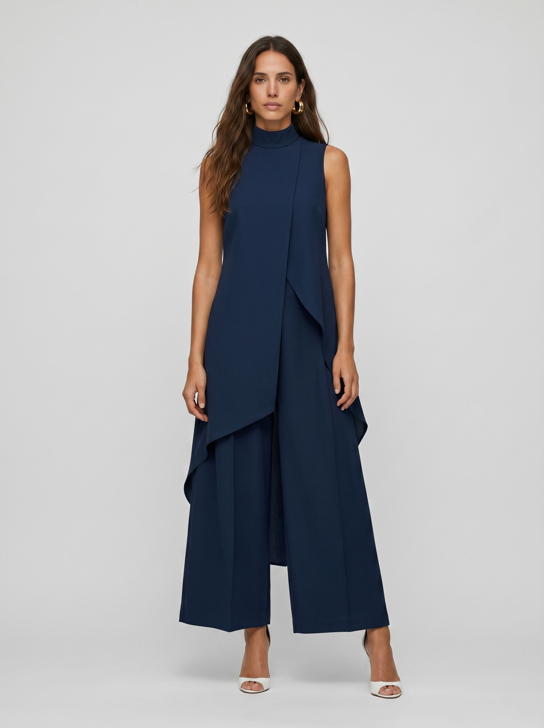 Sara | Completo Lungo Elegante Asimmetrico con Pantalone Ampio