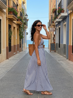 Reme | Vestito Lungo Estivo con Scollo Halter e Righe Verticali