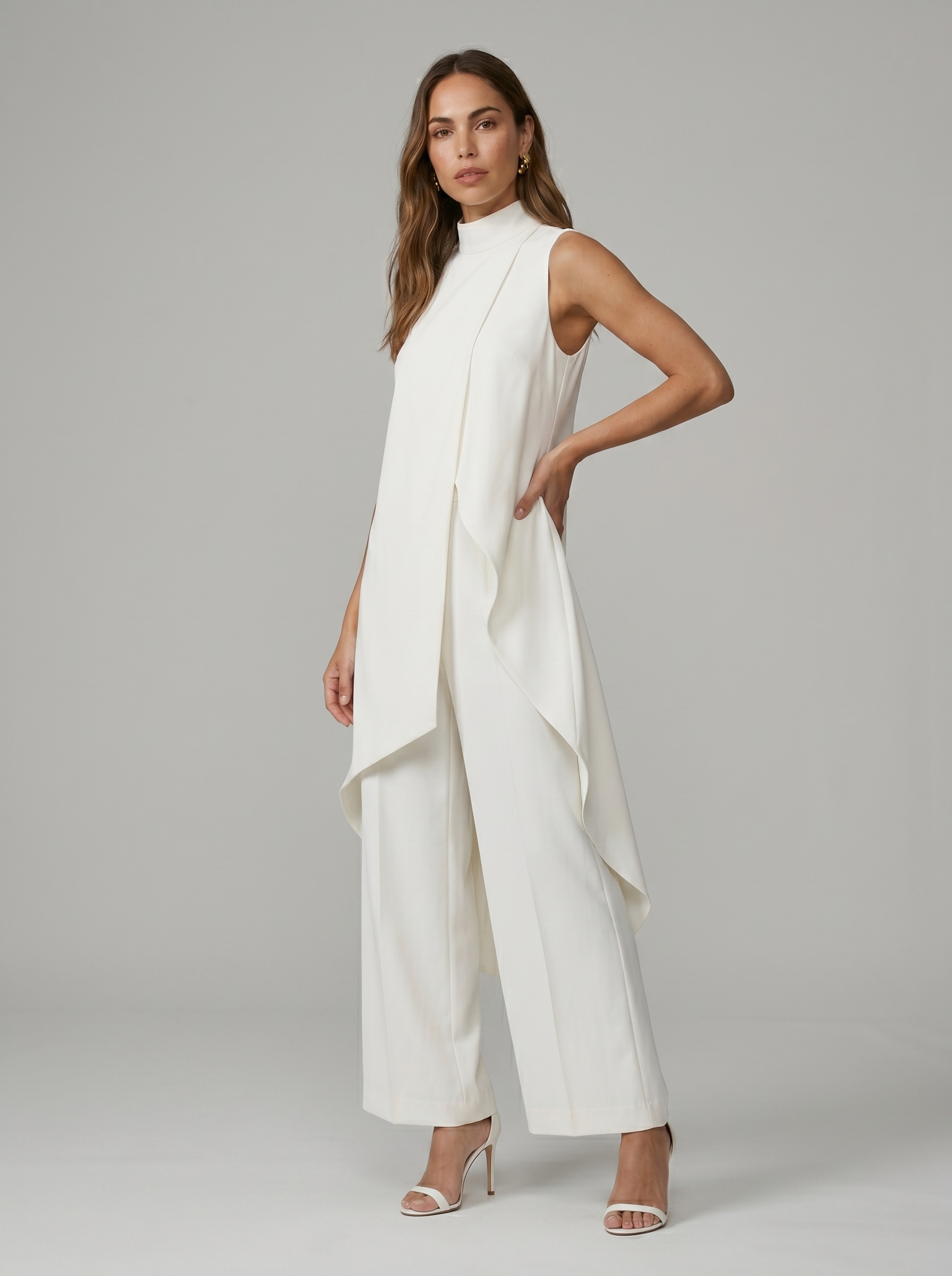 Sara | Completo Lungo Elegante Asimmetrico con Pantalone Ampio