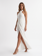 Malena | Vestito Lungo Elegante con Scollo Halter Incrociato