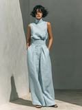Lili – Ensemble minimaliste en coton et toile : débardeur et pantalon ample pour femmes