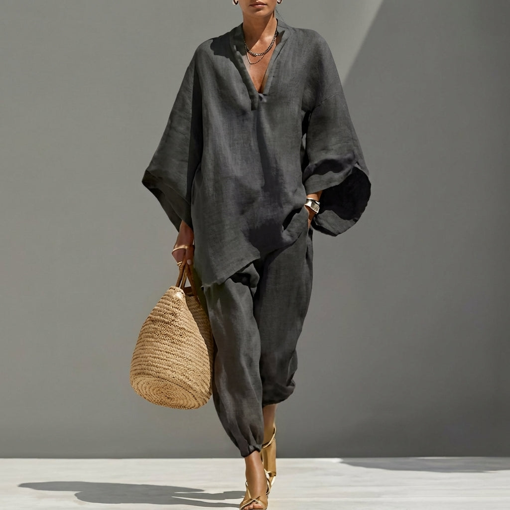 Marina | Completo Casual Due Pezzi con Scollo a V da Donna