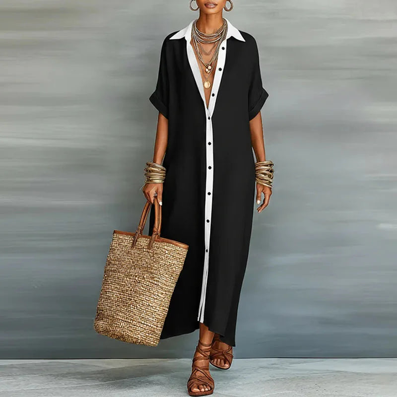 Anastasia | Abito Lungo Stile Camicia con Bottoni