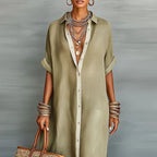 Anastasia | Abito Lungo Stile Camicia con Bottoni