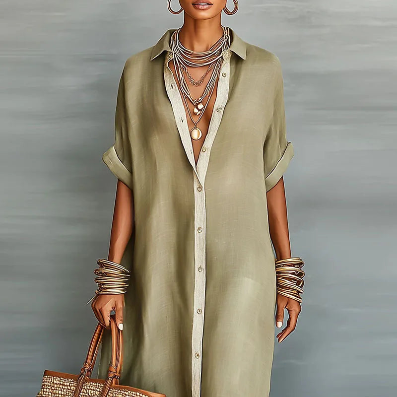 Anastasia | Abito Lungo Stile Camicia con Bottoni