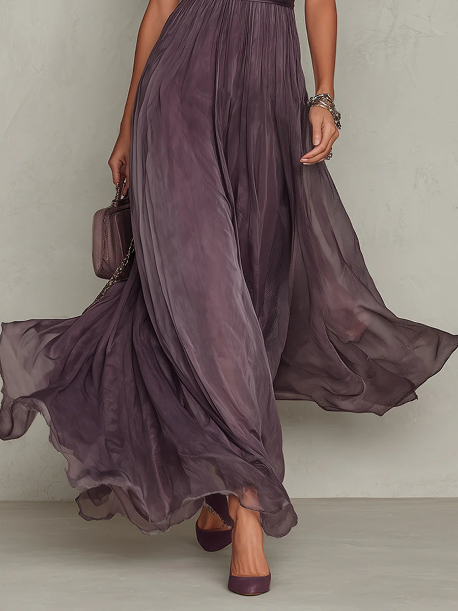 Ashley | Abito Lungo in Chiffon dal Gusto Vintage ed Elegante