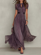 Ashley | Abito Lungo in Chiffon dal Gusto Vintage ed Elegante