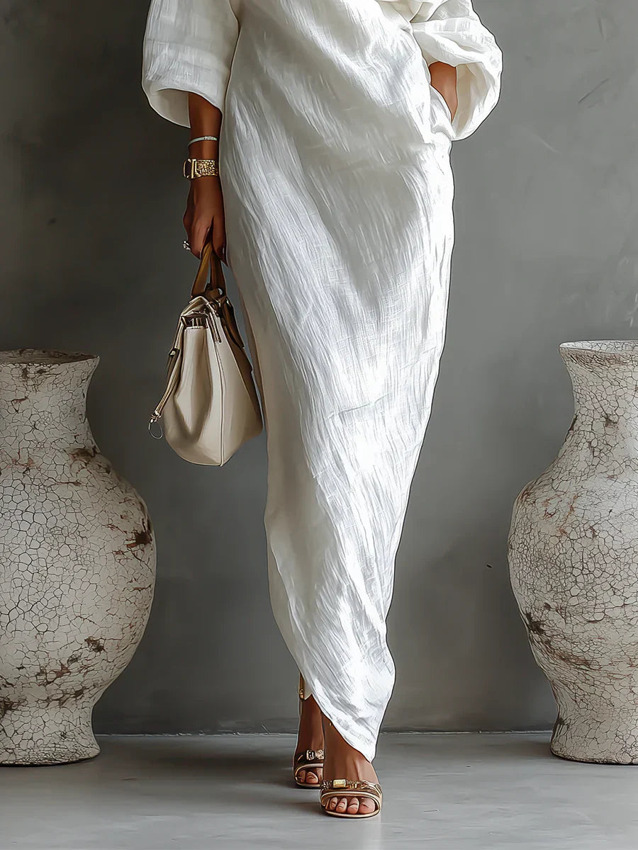 Melisa | Abito Lungo Asimmetrico, Elegante e Fluido
