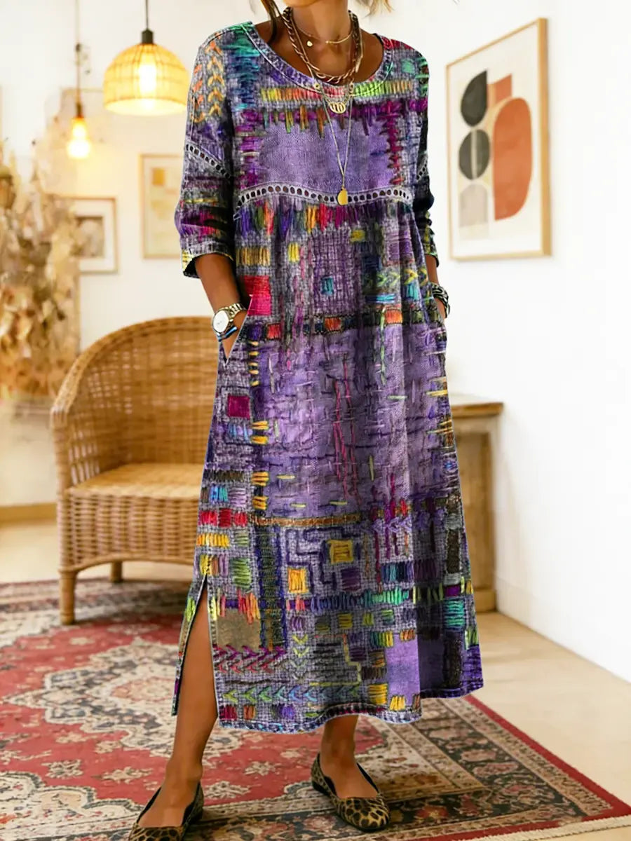 Manuela Abito in Denim con Patchwork Etnico