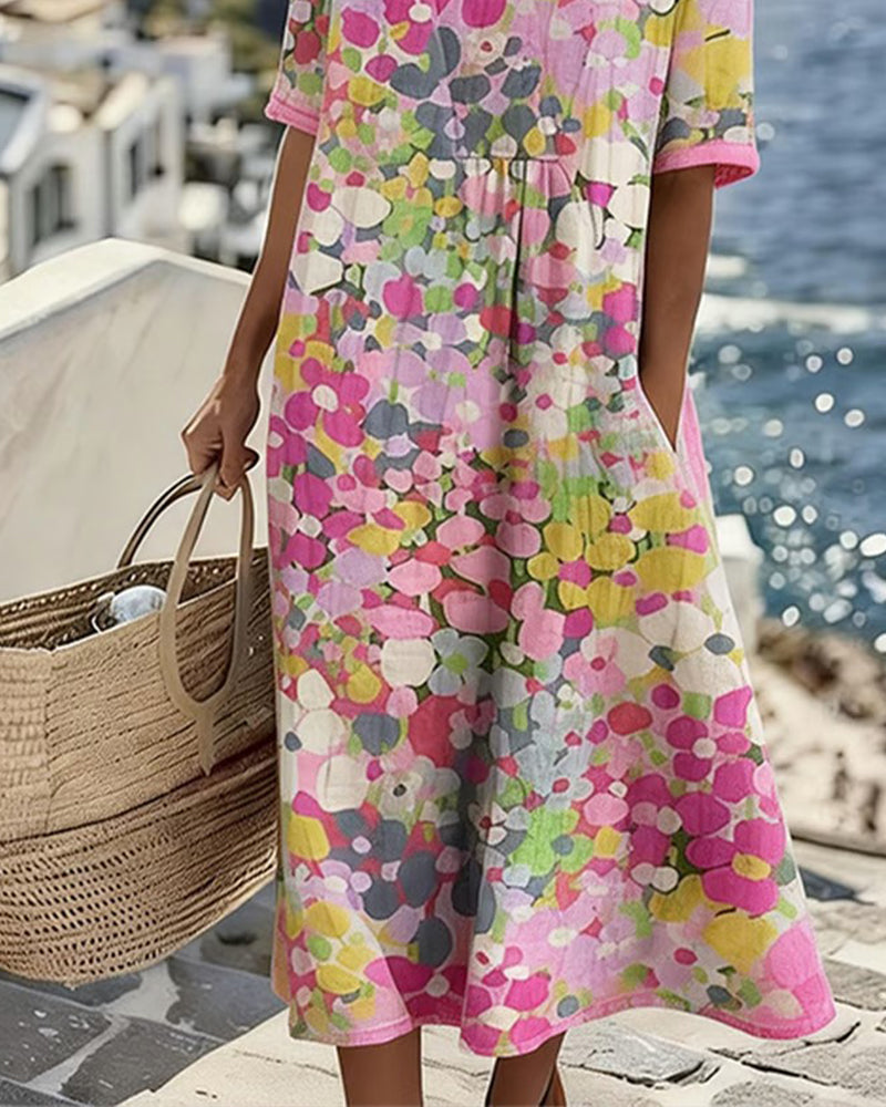 Elena | Abito Midi a Fiori, Morbido e Leggero