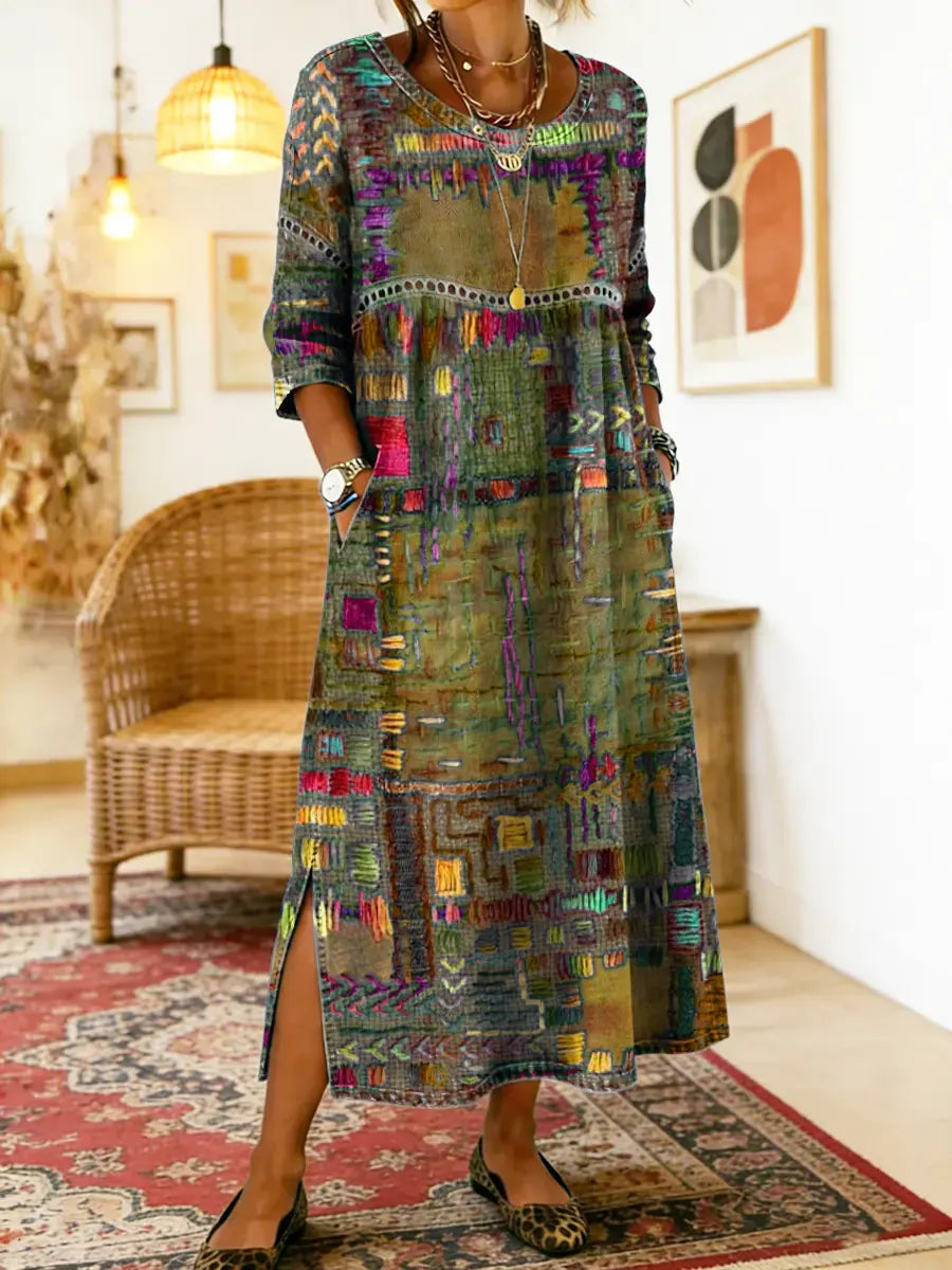 Manuela Abito in Denim con Patchwork Etnico