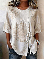 Macarena | Blusa Casual con Ricami Geometrici