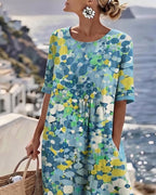 Elena | Abito Midi a Fiori, Morbido e Leggero