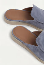 Riviera | Mule in Pelle Scamosciata Blu Chiaro