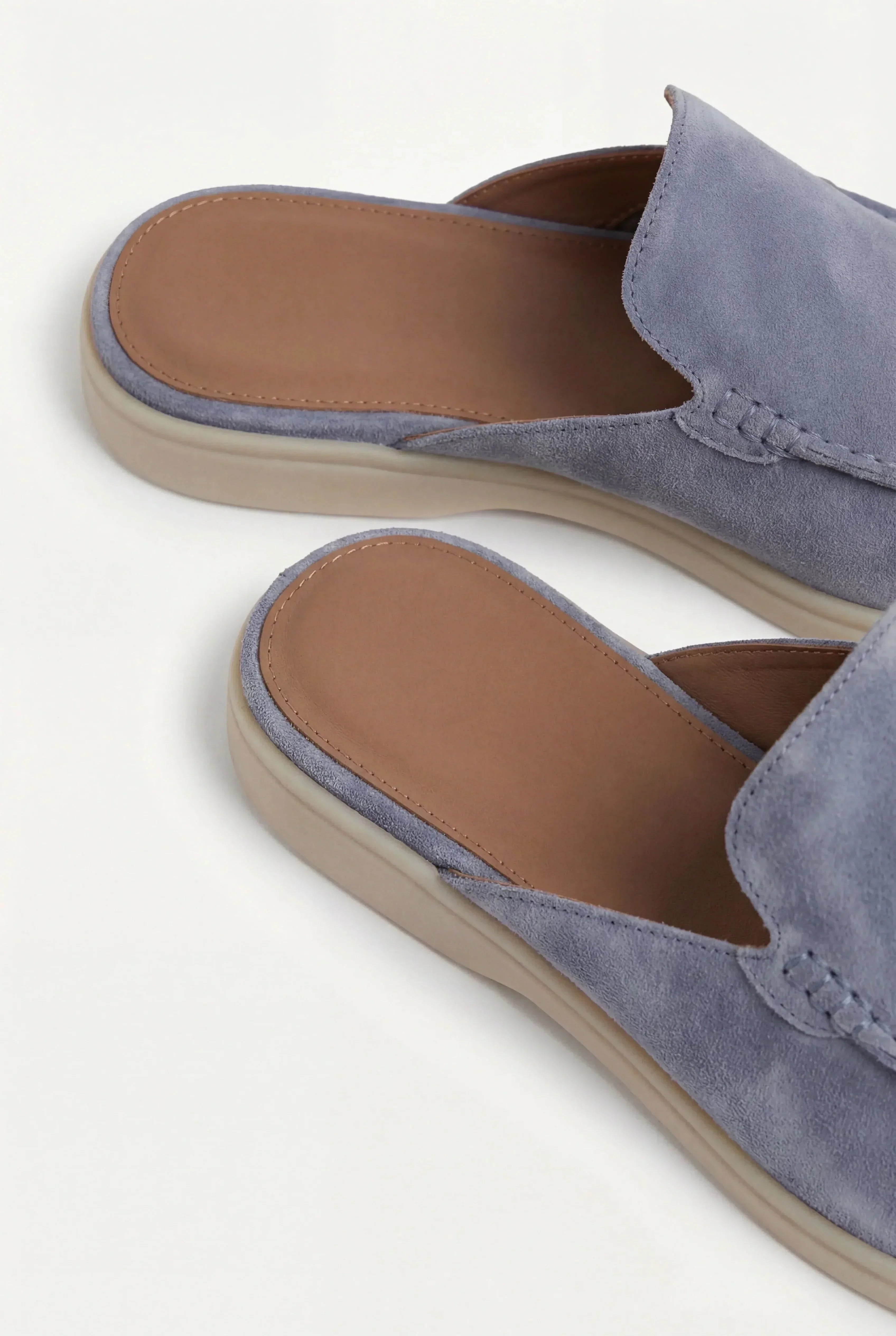 Riviera | Mule in Pelle Scamosciata Blu Chiaro