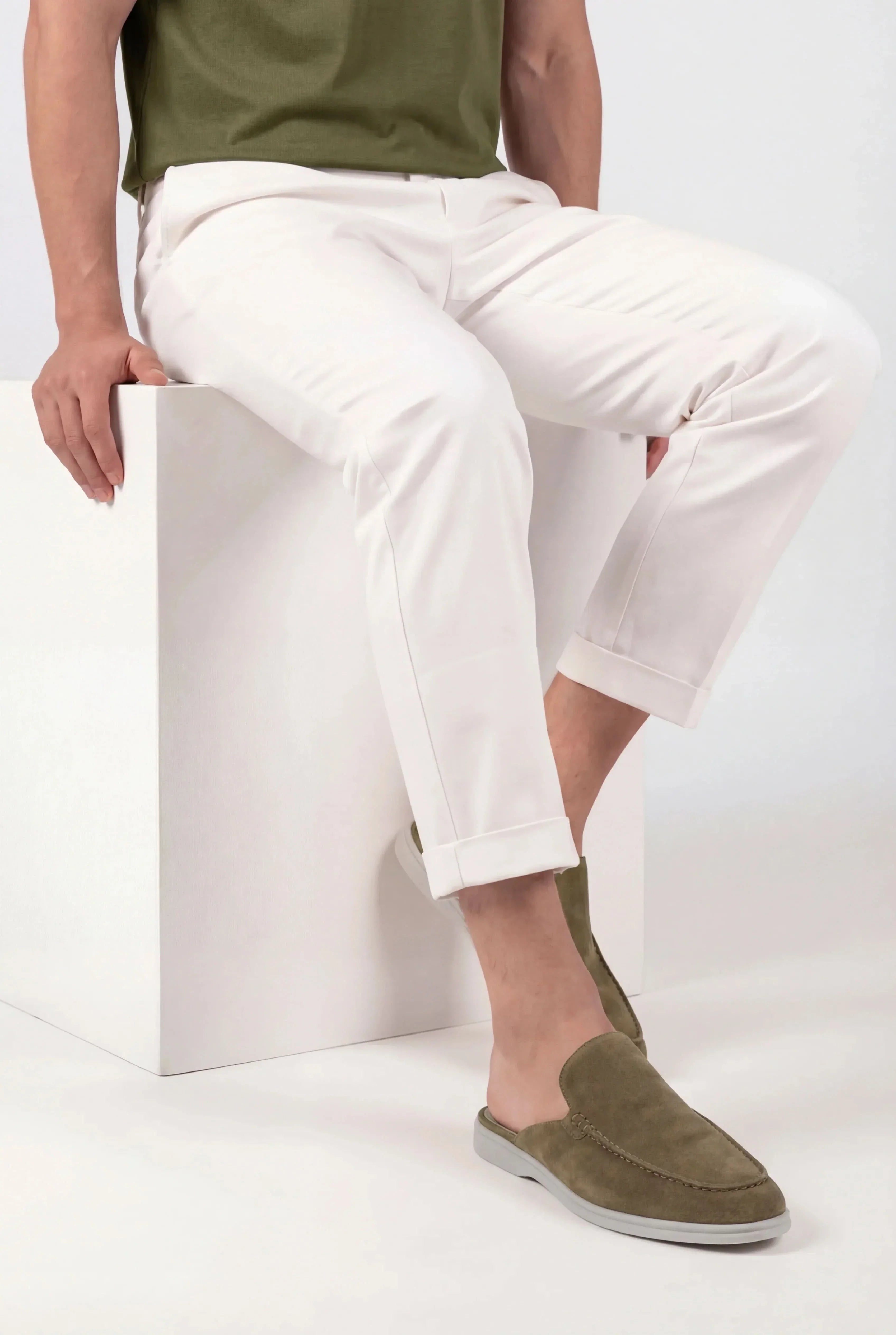 Riviera | Mule in Pelle Scamosciata Color Oliva