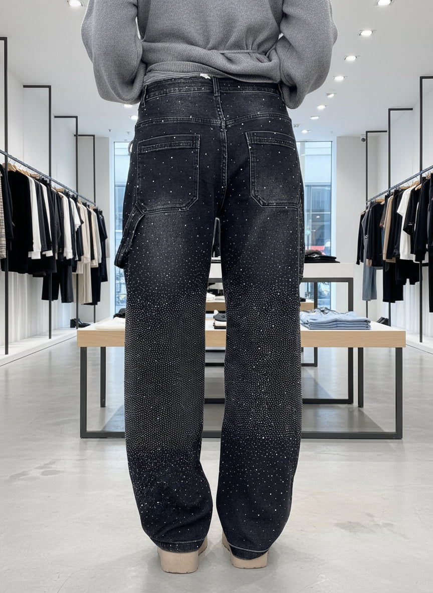 Jeans a Zampa con Strass