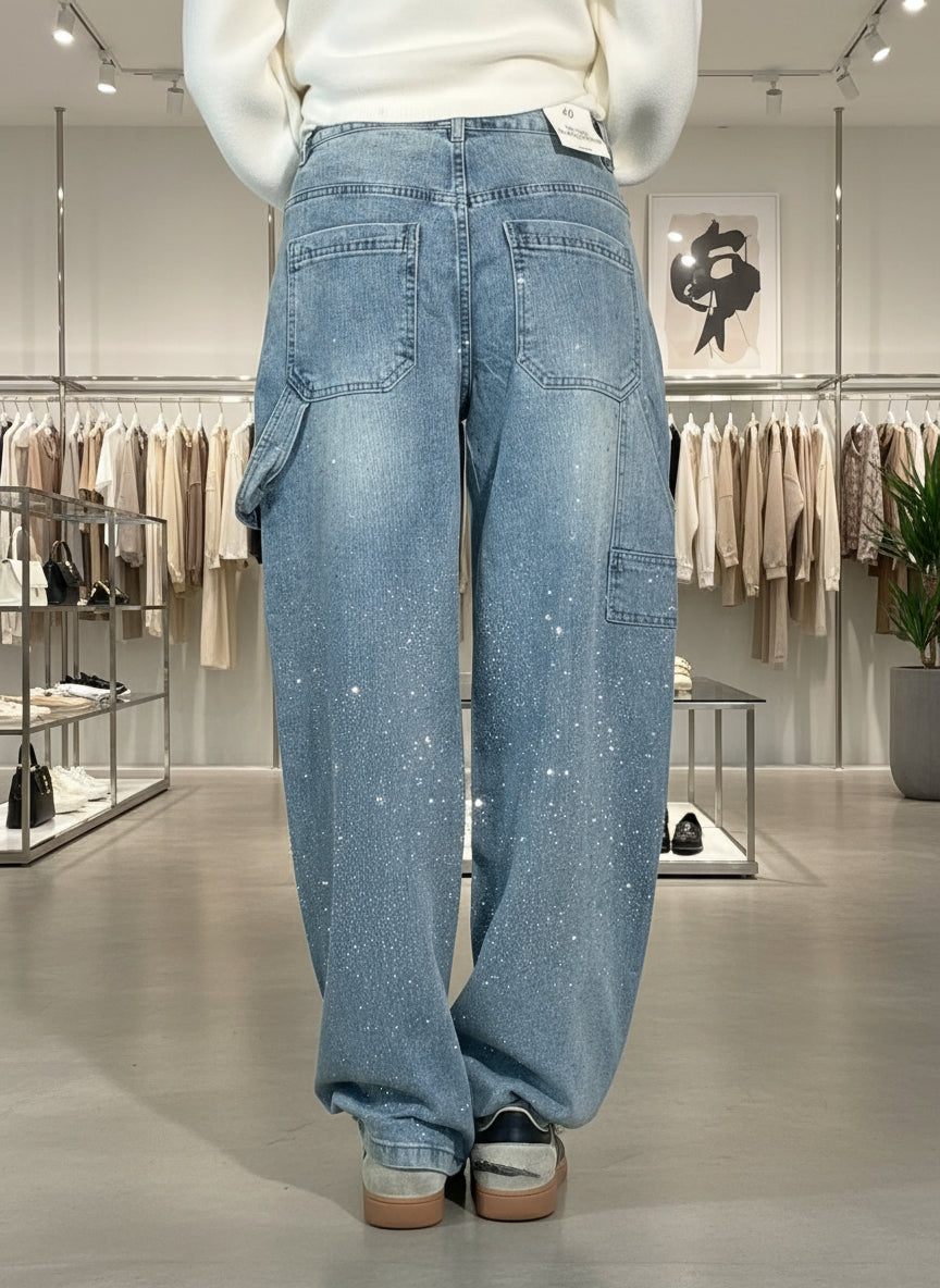 Jeans a Zampa con Strass