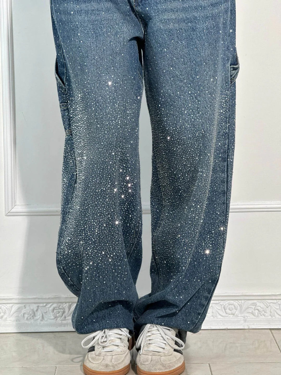 Jeans a Zampa con Strass
