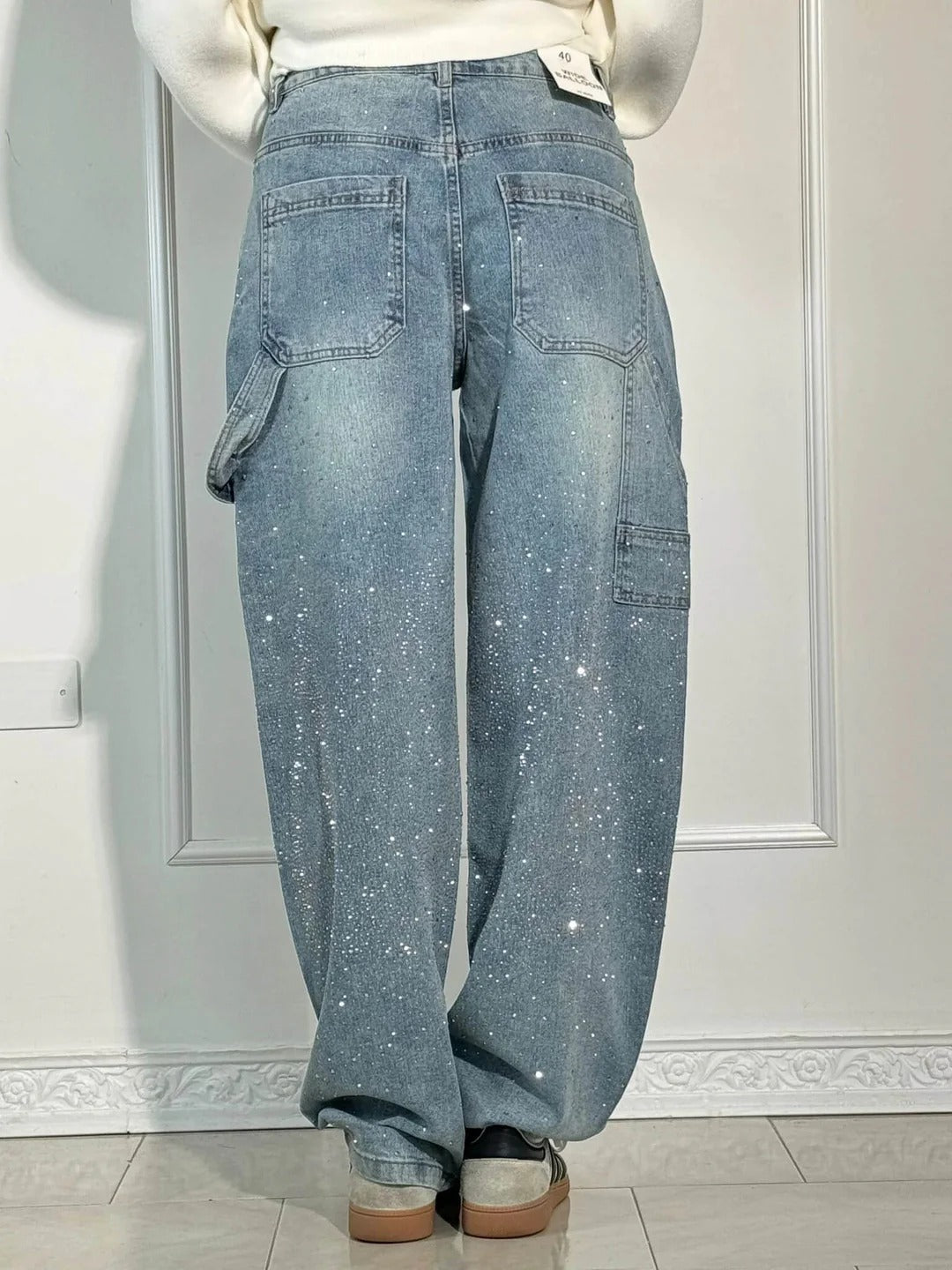 Jeans a Zampa con Strass