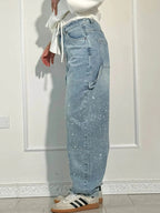 Jeans a Zampa con Strass