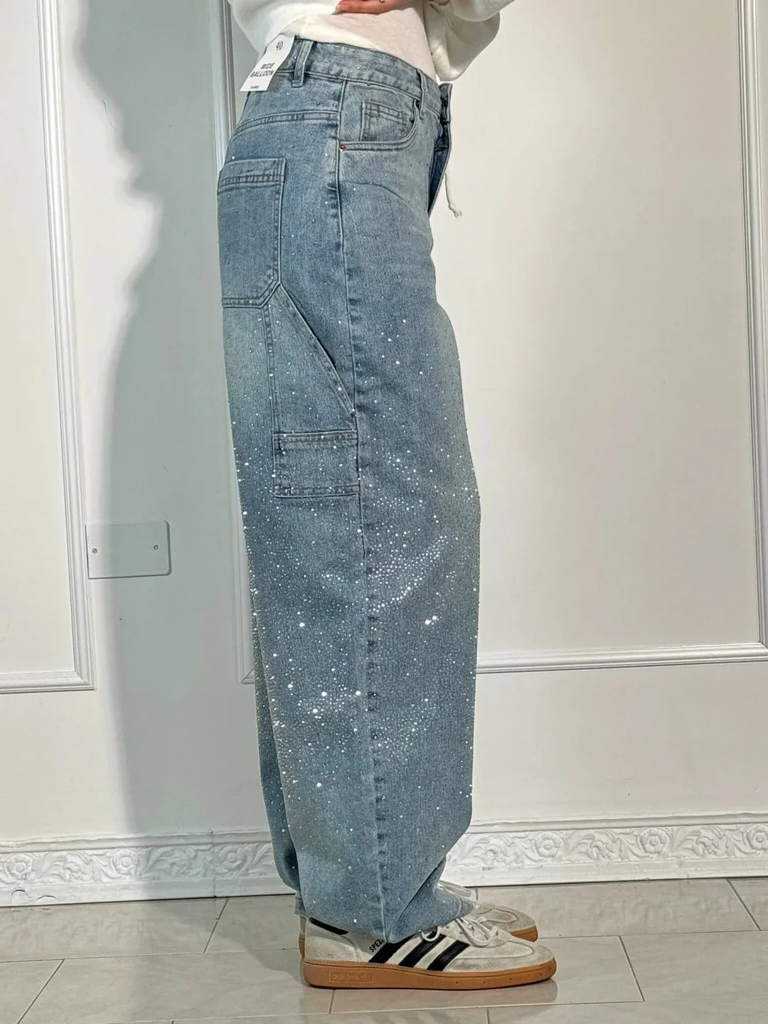 Jeans a Zampa con Strass