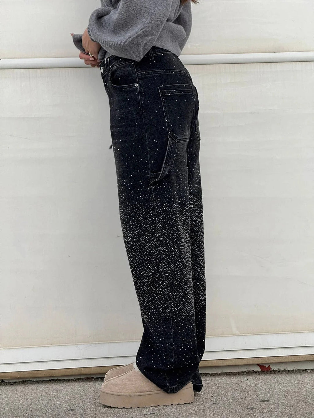 Jeans a Zampa con Strass