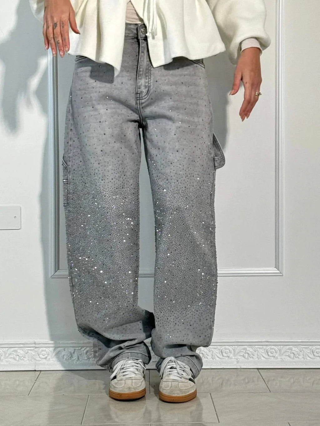 Jeans a Zampa con Strass