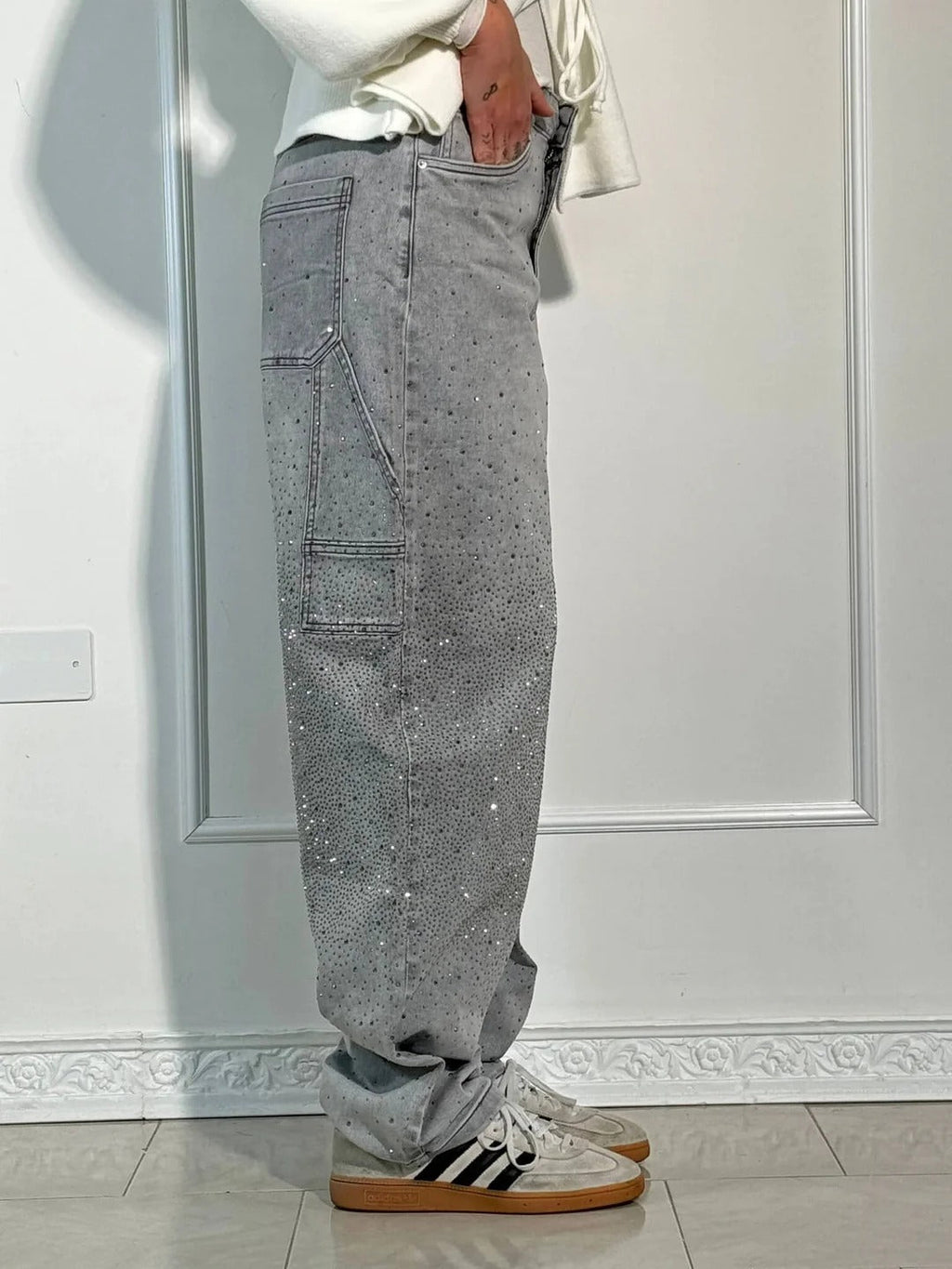 Jeans a Zampa con Strass