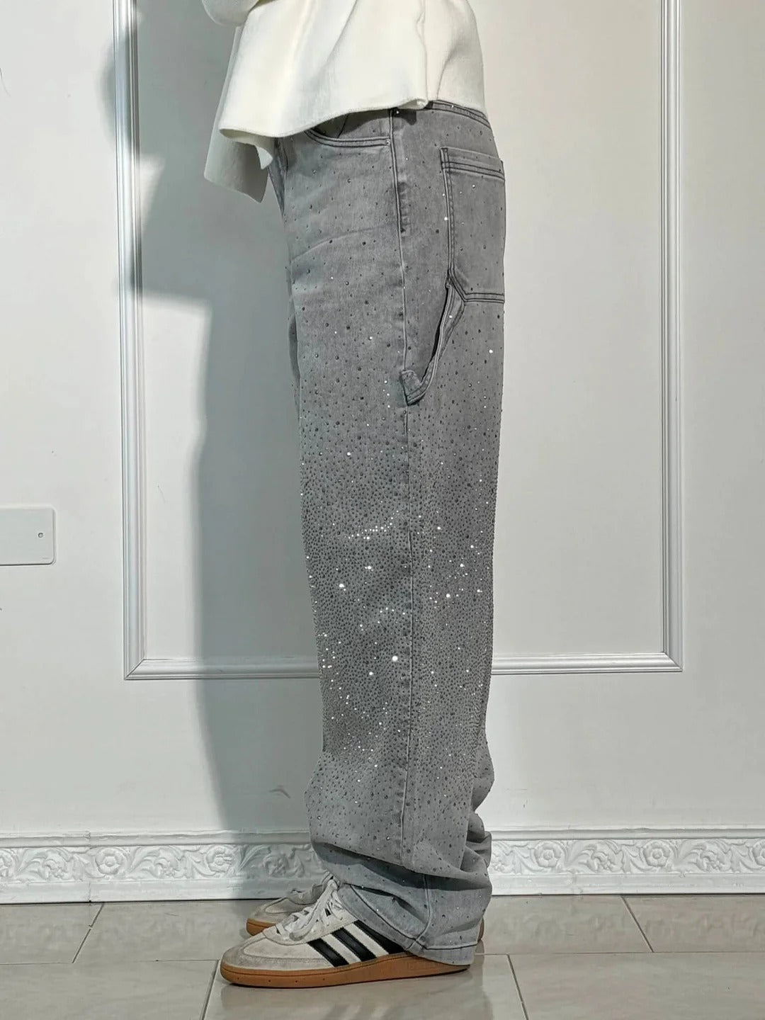 Jeans a Zampa con Strass