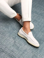 Classic | Mocassini in Camoscio Bianco Perla