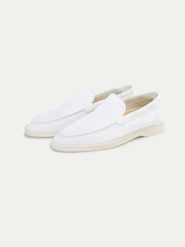 Classic | Mocassini in Camoscio Bianco Perla