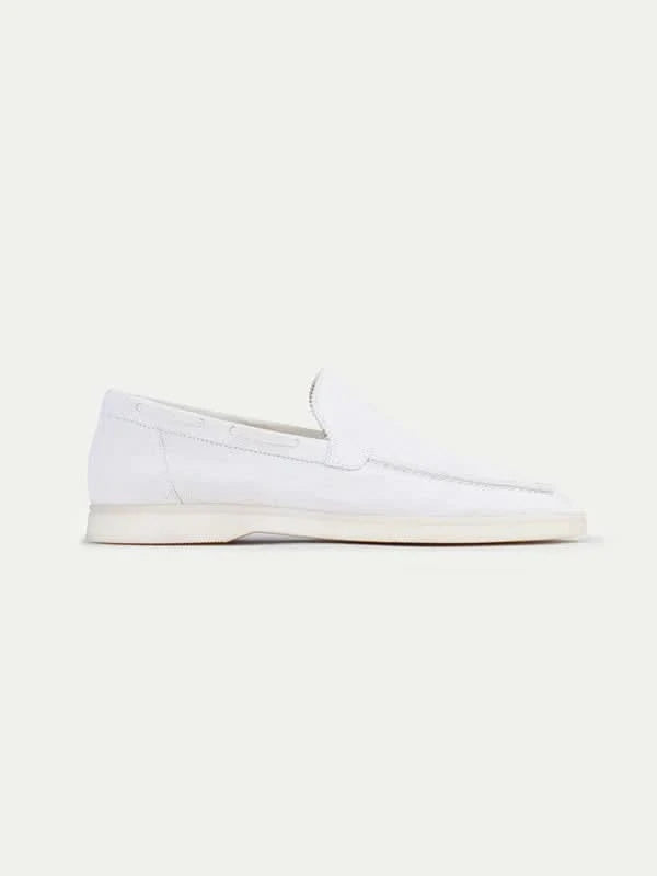 Classic | Mocassini in Camoscio Bianco Perla