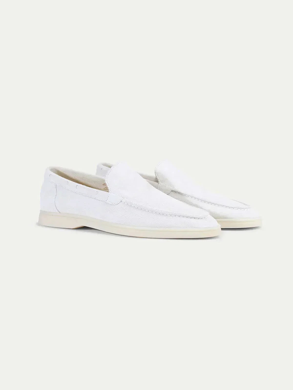 Classic | Mocassini in Camoscio Bianco Perla