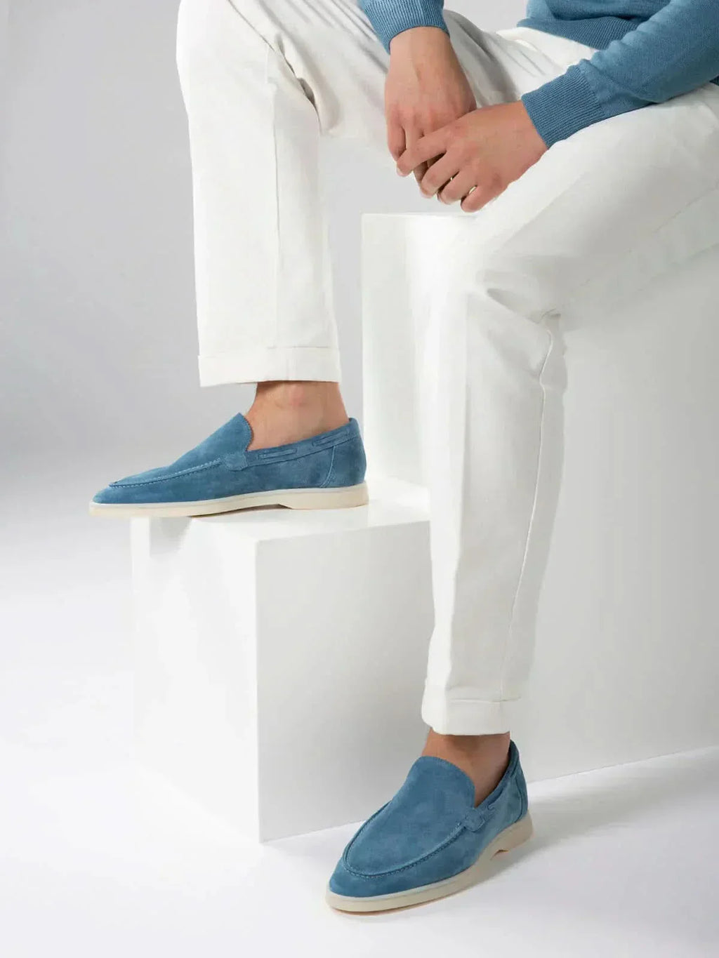 Classic | Mocassino in Pelle Scamosciata Blu Oceano