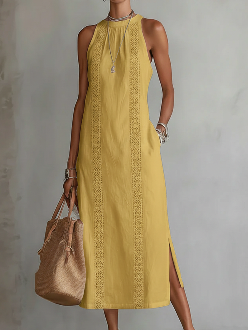 JIMENA | Abito Midi in Lino Testurizzato