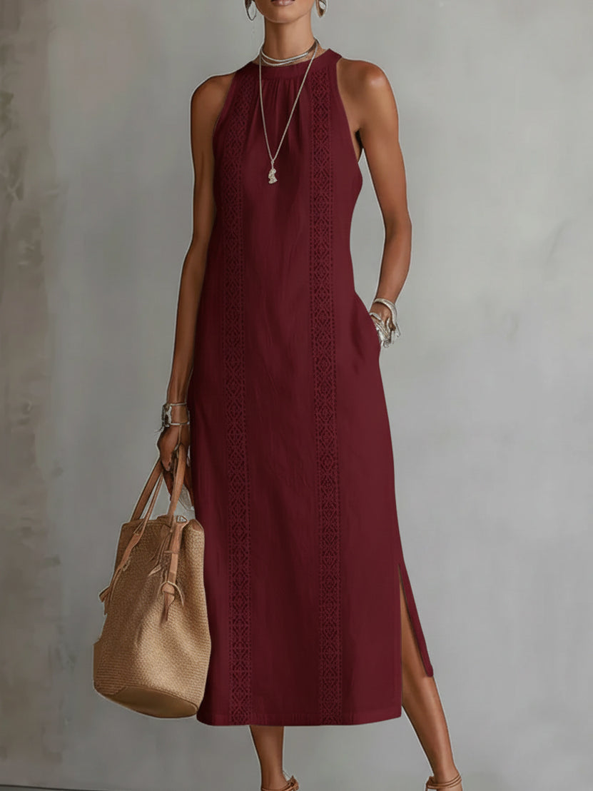 JIMENA | Abito Midi in Lino Testurizzato