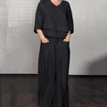 Liza - Ensemble en coton et toile 2 pièces - Haut à col en V et pantalon à jambes larges