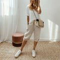 Pantaloni Capri in Cotone e Lino