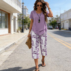 👗 LIMITED TIME: 50% OFF! 🔥 Women's 2-Piece Set – Layered Asymmetrical Tunic Top & Printed Wide Leg Pants, Breathable Polyester ✨